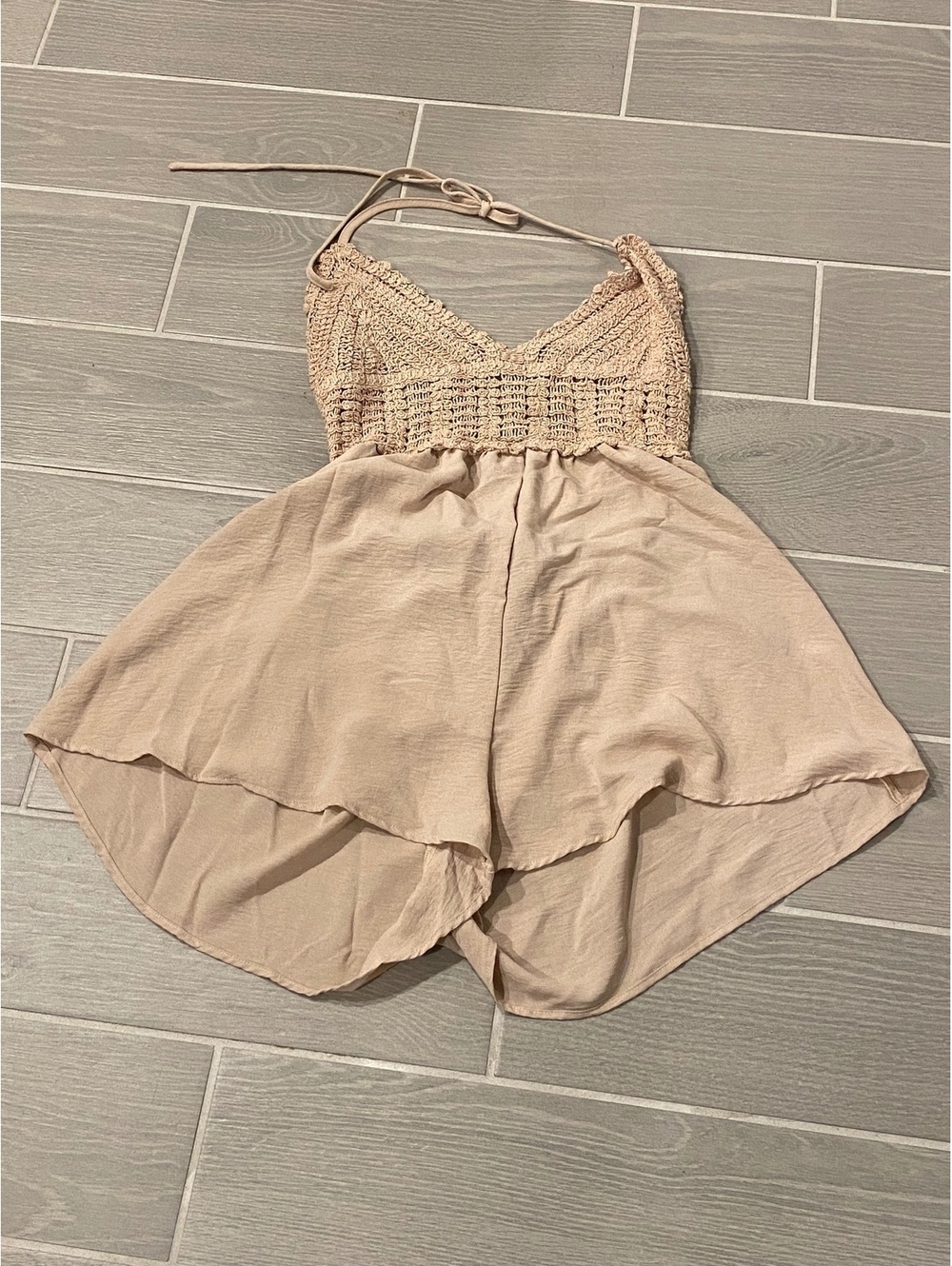 SHEIN Beige Crochet Top and Flowy Skirt Set, Size L